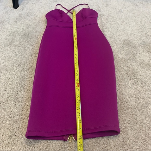 Bright purple deep V sweetheart neckline spaghetti strap bodycon bandage dress M - Picture 8 of 9